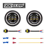 XK Glow XK042007-B 4.5" Motorcycle LED Passing Lights Kit with Amber Halo Turn Signal