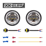 XK Glow XK042007-W 4.5" Motorcycle LED Passing Lights Kit with Amber Halo Turn Signal