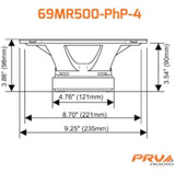 PRV AUDIO 6x9 Inch Midrange Speaker 69MR500-PhP-4 500 Watts Program Power, 4 Ohm, 1.5 in Voice Coil, 250 Watts RMS Pro Car Audio Loudspeaker (Single)