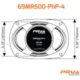 PRV AUDIO 6x9 Inch Midrange Speaker 69MR500-PhP-4 500 Watts Program Power, 4 Ohm, 1.5 in Voice Coil, 250 Watts RMS Pro Car Audio Loudspeaker (Single)