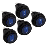 Heise HE-BRS Blue Round Rocker Switch - 5-Pack