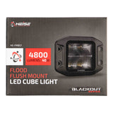 Heise HE-FMBCF Blackout Flush Mount 3.5" Cube 4 LED Light - Flood