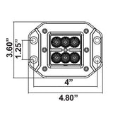 Heise HE-FMCL3 Flush Mount Cube Flood Light - 3 Inch, 6 LED