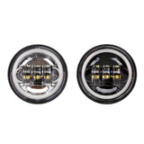 XK Glow XK042011-B-NC 4.5" Driving Lights for Motorcycle | XKchrome Add On Kit