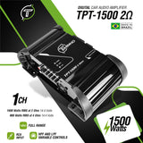 Timpano Audio TPT-1500 2 Ohm 1500 Watts Car Audio Amplifier Fullrange  1 Channel Compact 12 volts Monoblock Fullrange Class D Car Amp