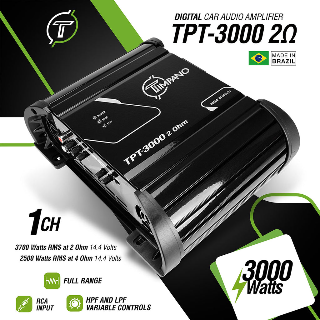 Timpano Audio TPT-3000 2 Ohm 3000 Watts Car Audio Amplifier Full Range ...
