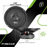 Timpano Audio TPT-MB8-8 SLIM 8" Shallow PRO Audio Midbass Loudspeaker  8 Ohm