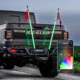 XK Glow XK-HITCH-WHIPB 2pc 4ft Whip Kit with Hitch Receiver Step Mount | XKchrome