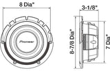 Pioneer TS-A2000LD2 8" Shallow Mount 2 Ohm DVC Subwoofer (250w rms 700w peak)