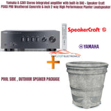 Yamaha A-S301 Stereo integrated amplifier with built-in DAC + Speaker Craft PS6SI PRO Weathered Concrete 6-inch 2 way High Performance Planter Loudspeaker