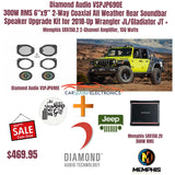Diamond Audio VSPJP69OE Speaker Upgrade Kit for 2018-Up Wrangler JL/Gladiator JT + Memphis SRX150.2 2-Channel Amplifier, 150 Watts