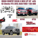 ROUGH COUNTRY 55530 4 INCH LIFT KIT  with N3 Shocks FITS 2015-2020 FORD F-150 4WD