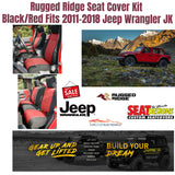 Rugged Ridge Seat Cover Kit Black/Red Fits 2011-2018 Jeep Wrangler JK
