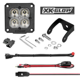 XK Glow XK065002-FL-KIT XKGlow XK065002-FL-KIT - XKChrome C3 Series Flush Mount 3" 2x20W Cube Flood Beam LED Lights, with RGB Accent Lighting