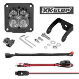 XK Glow XK065002-S-KIT XKGlow XK065002-S-KIT - XKChrome C3 Series Flush Mount 3" 2x20W Cube Spot Beam LED Lights, with RGB Accent Lighting