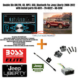 Double Din AM,FM, CD, MP3, USB, Bluetooth For Jeep Liberty 2008-2012 with install parts 95-6511 + 70-6522 + AD-EU10